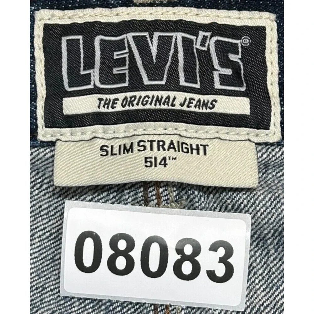 Levis 514 Jeans Mens‎ 36X32 Blue Denim Whisker Measures 35X32 Slim Straight